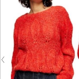 Topshop women’s red sweaters. Size 12 Topshop Red Pointelle  Knit Sweater  NWT